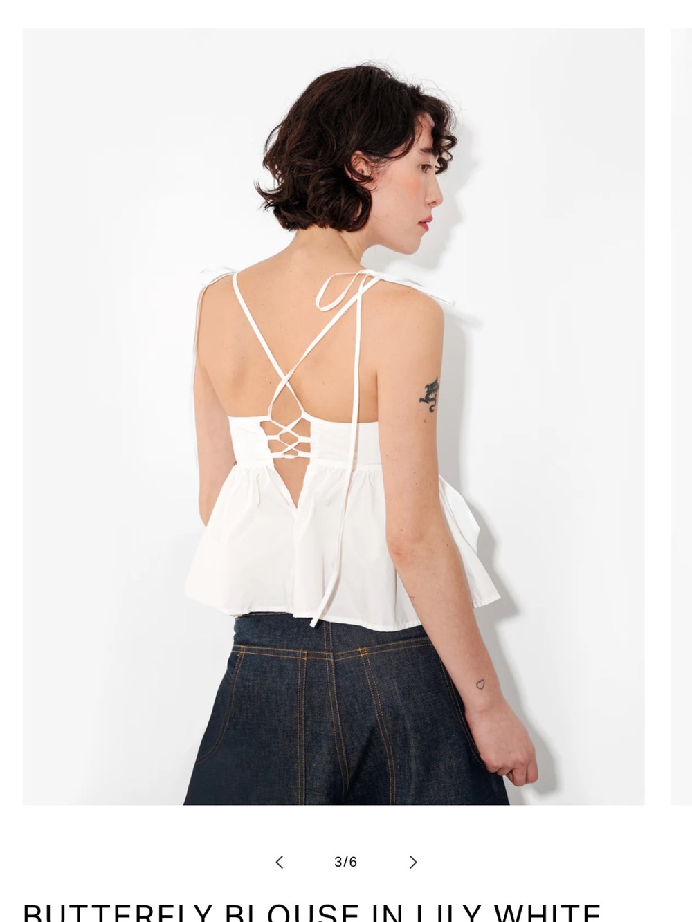 Lace-Back Tie-Shoulder White Peplum Blouse